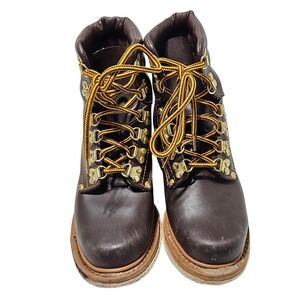 Orvis Mens Brown Leather Fly Fishing Felt Bottom Boots Lace Up Wading Size 6